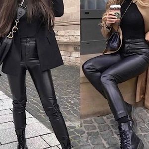 Zara Black Faux Leather High-Waist Pants